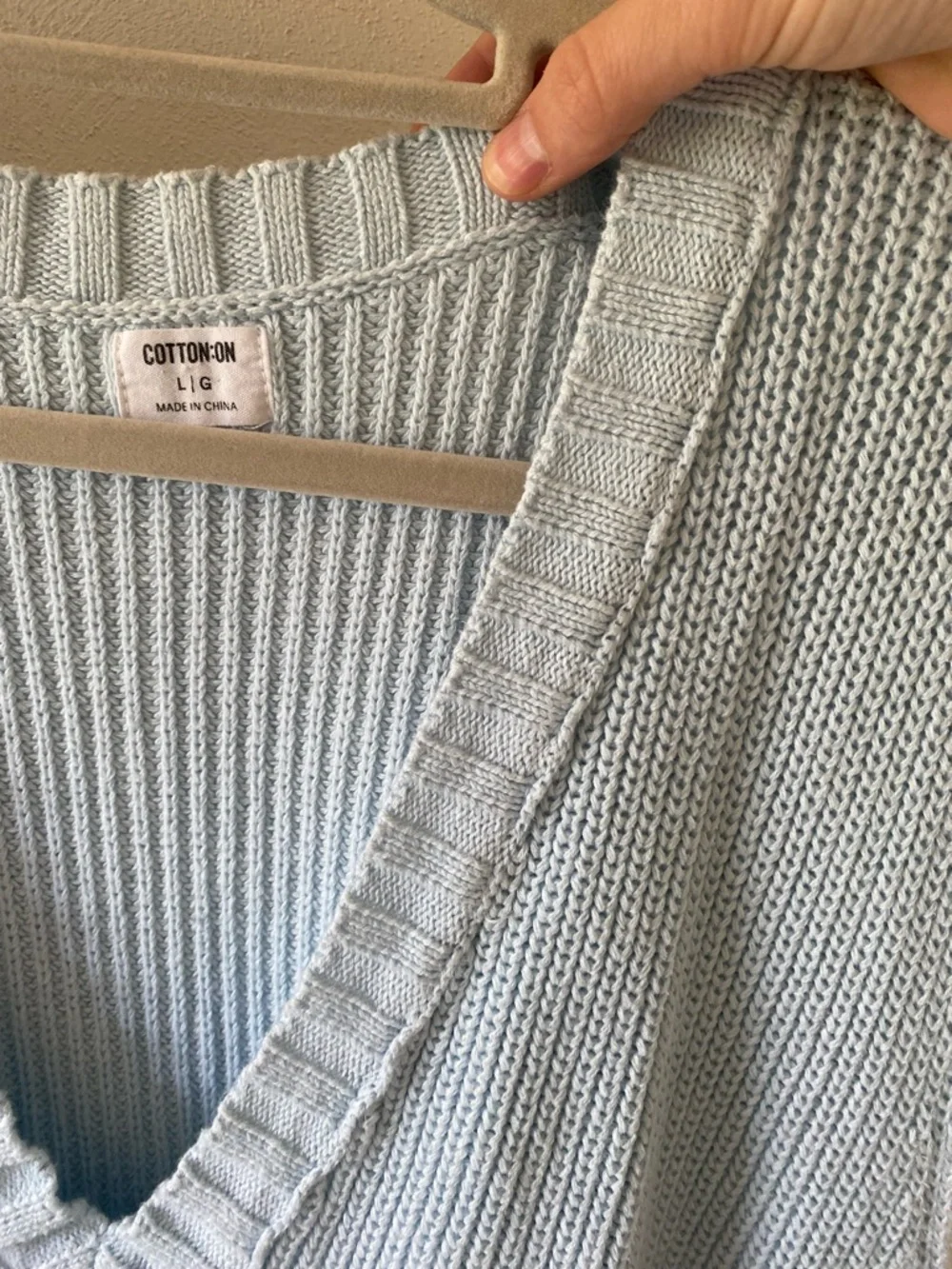 Cotton On Sky Blue V-Neck Knit Sweater Vest, 100 Cotton, L - Picture 3 of 4